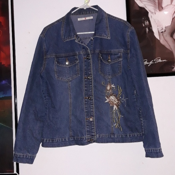 Decal Jewelled Jean Jacket - Picture 1 of 6